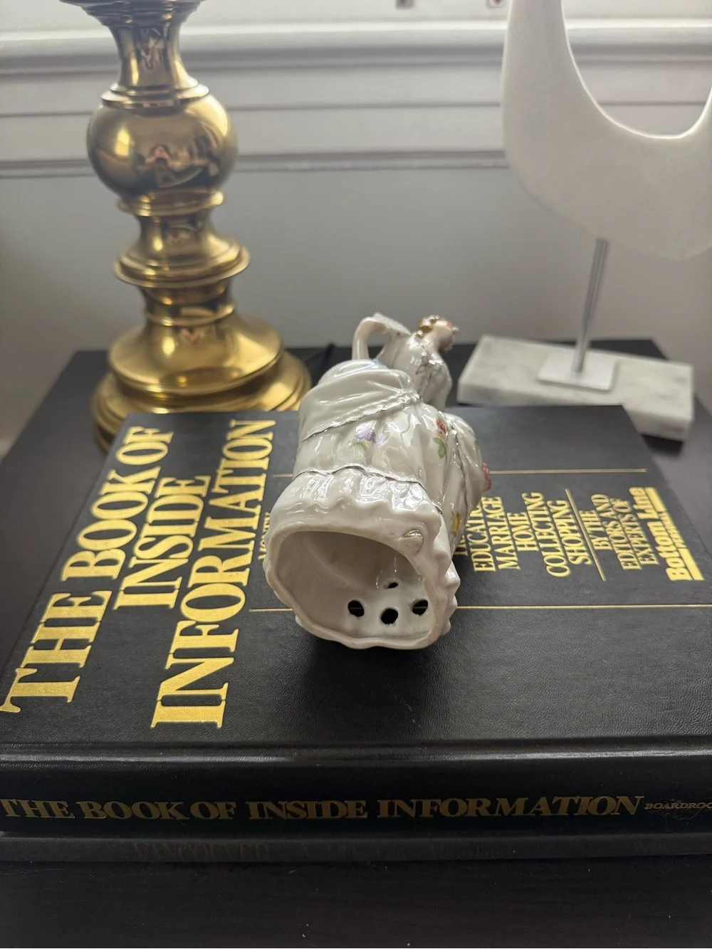 Vintage Victorian Lady Porcelain Flower Frog/ Light Diffuser with Floral Details